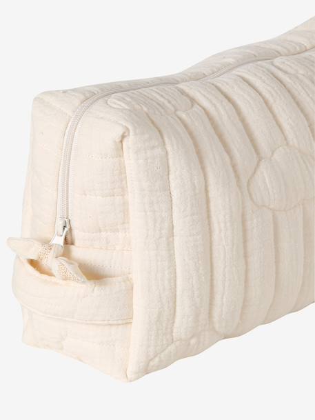 Trousse toilette Mama gaze coton beige imprimé+blanc+écru - vertbaudet enfant 