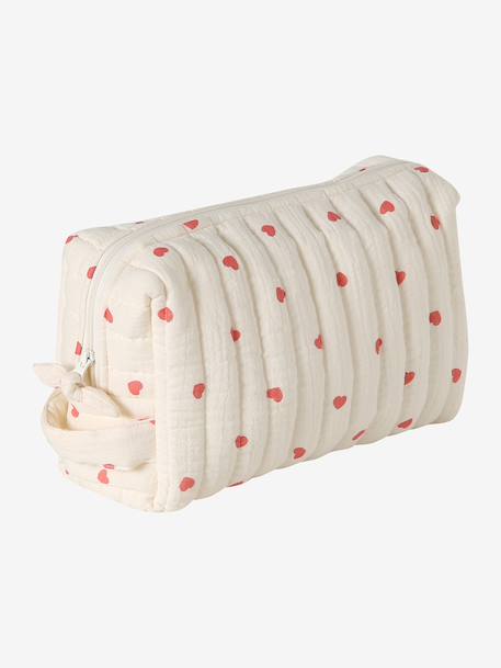Mama Cotton Gauze Toiletry Bag ecru+printed beige+white - vertbaudet enfant 
