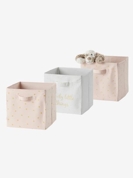 Set of 3 Storage Boxes, Lovely Light Pink/Print - vertbaudet enfant 