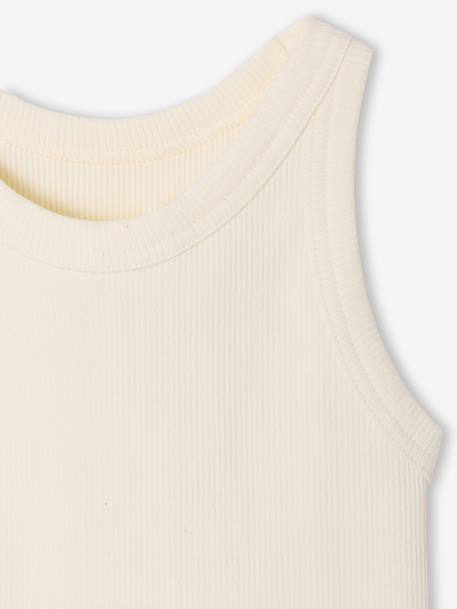 Ribbed Tank Top for Girls beige+ecru+sage green+striped blue+sweet pink - vertbaudet enfant 