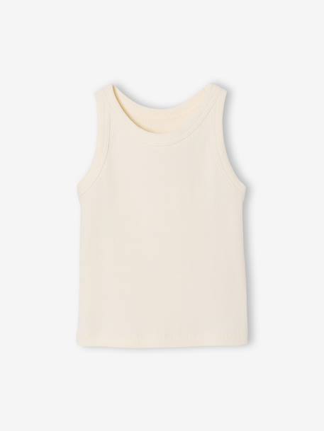 Débardeur fille en côtes beige+écru+rayé bleu+rose bonbon+vert sauge - vertbaudet enfant 