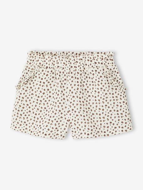 Girls' short with a cotton gauze waist beige+pale blue+rose+sage green - vertbaudet enfant 
