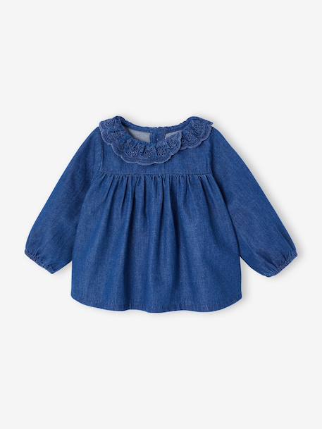Girl's denim blouse stone - vertbaudet enfant 