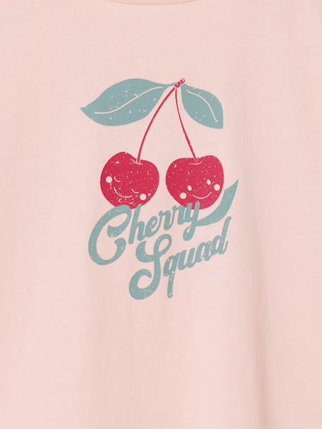 T-shirt fille imprimé manches longues écru+framboise+marine+rose pâle - vertbaudet enfant 