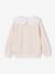 Sweat fille col claudine broderie anglaise écru+gris chiné+mauve+rose pâle+rouge - vertbaudet enfant 