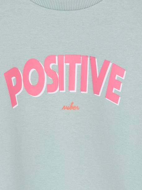 Girl's sweatshirt with positive message aqua green+pale pink - vertbaudet enfant 