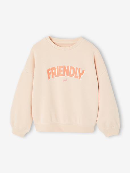 Girl's sweatshirt with positive message aqua green+pale pink - vertbaudet enfant 