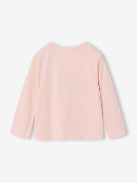 T-shirt fille imprimé manches longues écru+framboise+marine+rose pâle - vertbaudet enfant 