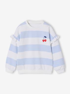 Sweat fille rayé manches à volants - vertbaudet enfant Fille-Sweat fille rayé manches à volants