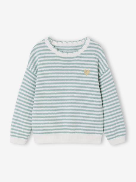 Striped jumper for girls grey blue+navy blue - vertbaudet enfant 