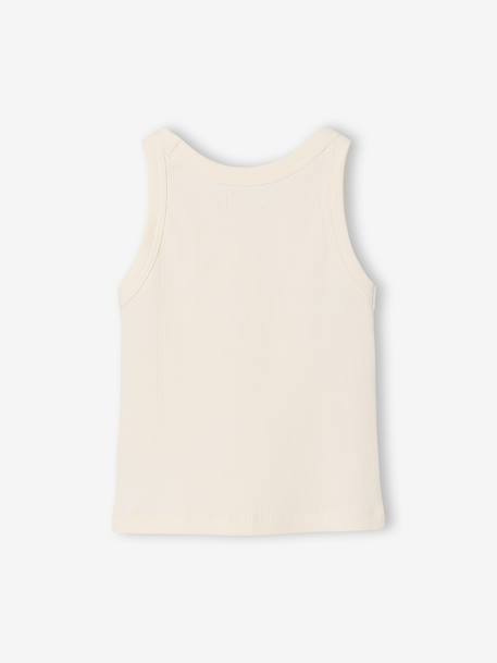 Débardeur fille en côtes beige+écru+rayé bleu+rose bonbon+vert sauge - vertbaudet enfant 