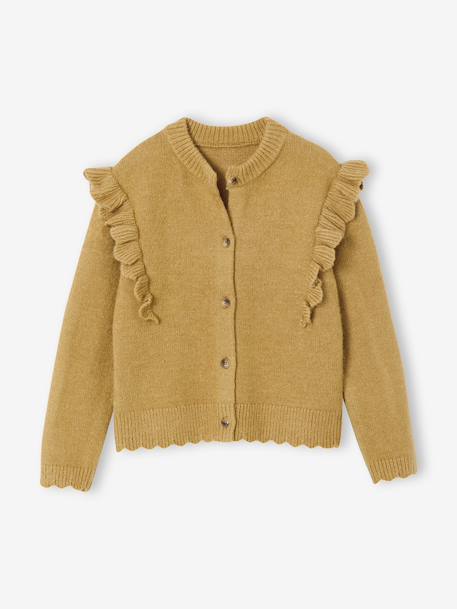Fancy Ruffled Cardigan for Girls bronze+rosy - vertbaudet enfant 