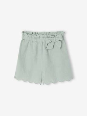 -Short fille volanté en gaze de coton