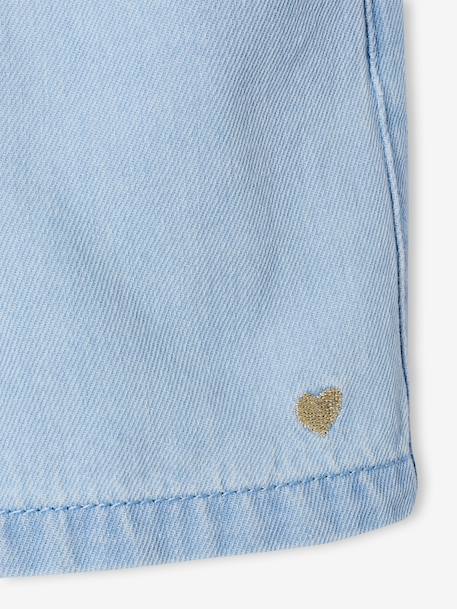 Short fille en denim léger facile à enfiler denim bleached+stone - vertbaudet enfant 