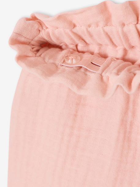 Frilly girls' shorts in cotton gauze pale pink+sage green - vertbaudet enfant 