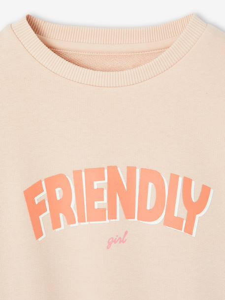 Girl's sweatshirt with positive message aqua green+pale pink - vertbaudet enfant 