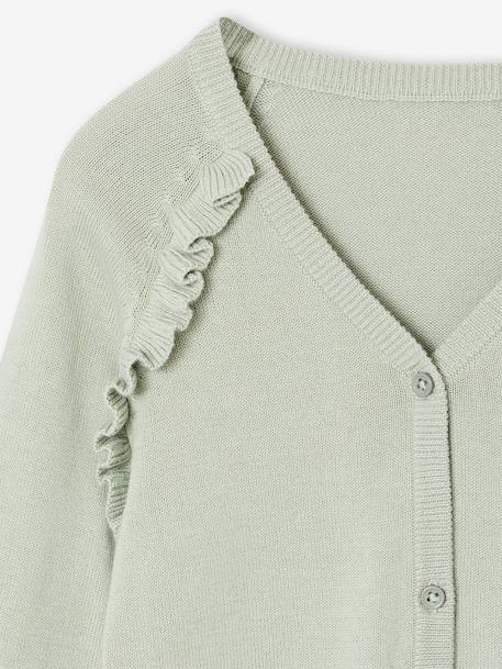 Cardigan with Ruffles for Girls ecru+golden beige+green+pale pink - vertbaudet enfant 