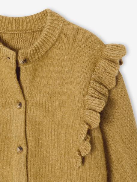 Fancy Ruffled Cardigan for Girls bronze+rosy - vertbaudet enfant 