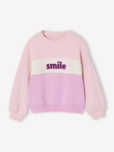 Colourblock Sweatshirt for Girls pale pink - vertbaudet enfant 