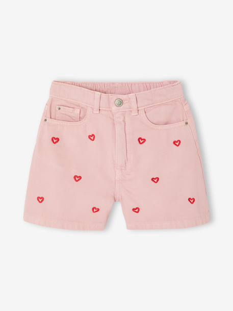 Embroidered girl's short medium blue+rose+sage green - vertbaudet enfant 