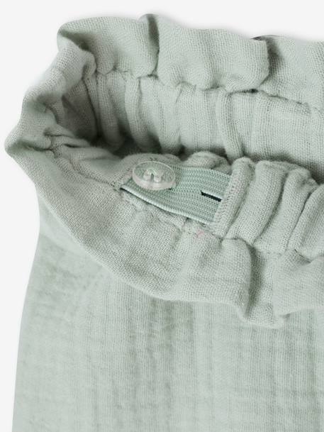 Frilly girls' shorts in cotton gauze pale pink+sage green - vertbaudet enfant 