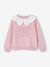 Sweat fille col claudine broderie anglaise écru+gris chiné+mauve+rose pâle+rouge - vertbaudet enfant 