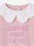 Sweat fille col claudine broderie anglaise écru+gris chiné+mauve+rose pâle+rouge - vertbaudet enfant 