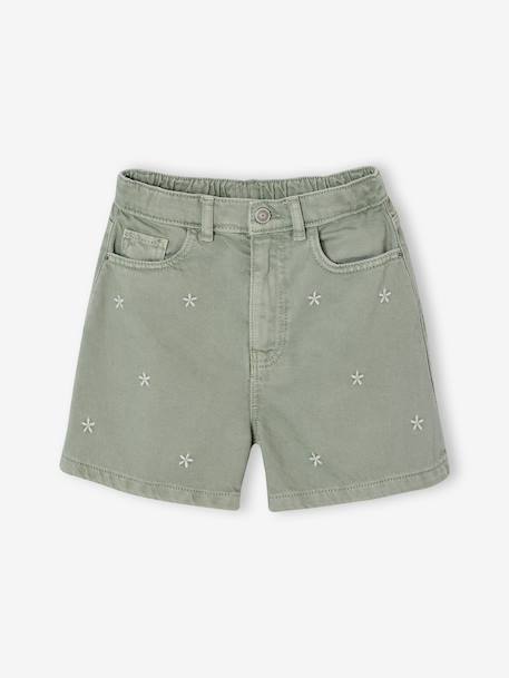Short fille brodé bleu moyen+rose+vert sauge - vertbaudet enfant 