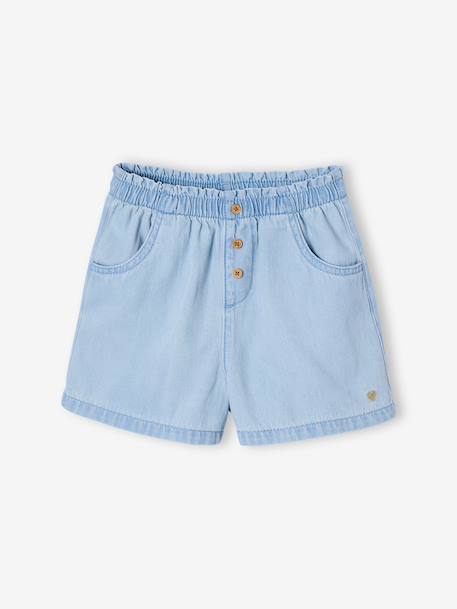 Easy-to-Put-On Light Denim Shorts, for Girls bleached denim+stone - vertbaudet enfant 