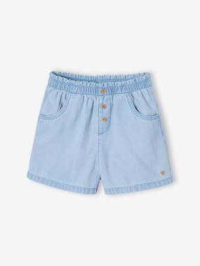 -Short fille en denim léger facile à enfiler