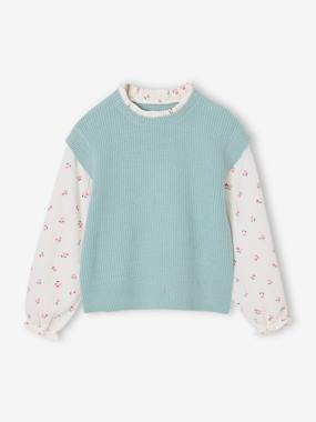 Girls-Cardigans, Jumpers & Sweatshirts-Jumpers-Girl's 2-in-1 jumper with sleeves
