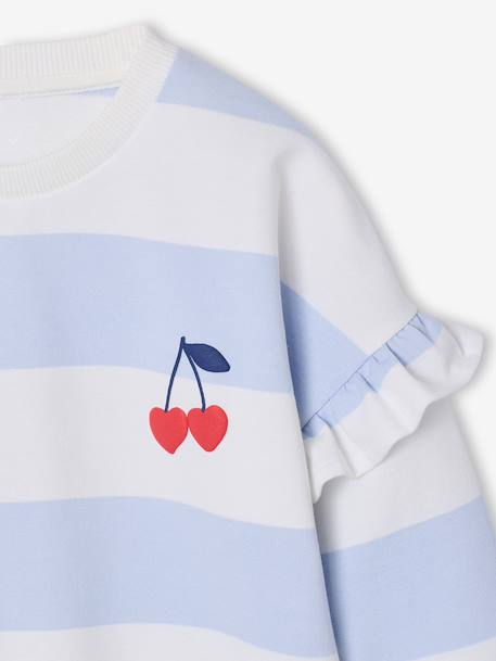 Sailor-type Sweatshirt with Ruffles on the Sleeves, for Girls navy blue+old rose+pale blue+peony pink+red - vertbaudet enfant 