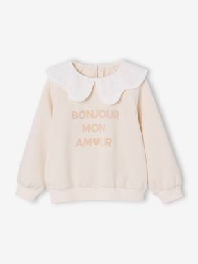 Fille-Sweat fille col claudine broderie anglaise