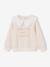 Sweat fille col claudine broderie anglaise écru+gris chiné+mauve+rose pâle+rouge - vertbaudet enfant 