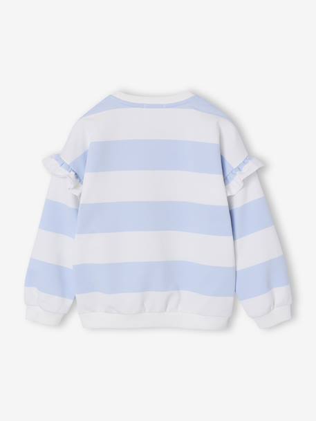 Sailor-type Sweatshirt with Ruffles on the Sleeves, for Girls navy blue+old rose+pale blue+peony pink+red - vertbaudet enfant 