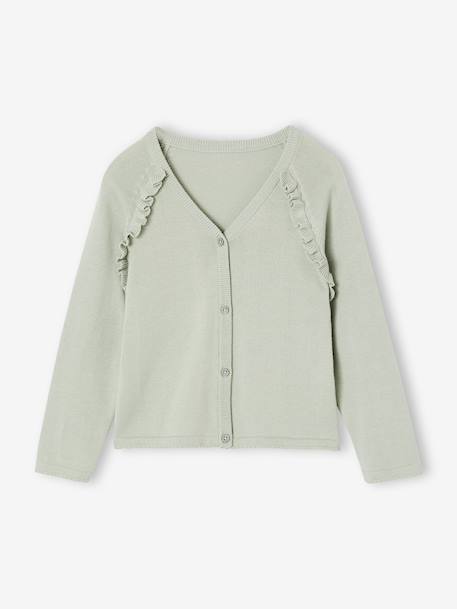 Gilet fille à volants cérémonie beige doré+écru+rose pâle+vert - vertbaudet enfant 