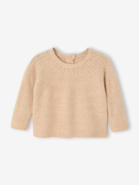 Openwork Knit Jumper for Girls marl beige - vertbaudet enfant 