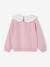 Sweat fille col claudine broderie anglaise écru+gris chiné+mauve+rose pâle+rouge - vertbaudet enfant 