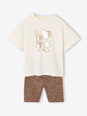 -Ensemble fille léopard T-shirt et cycliste sport