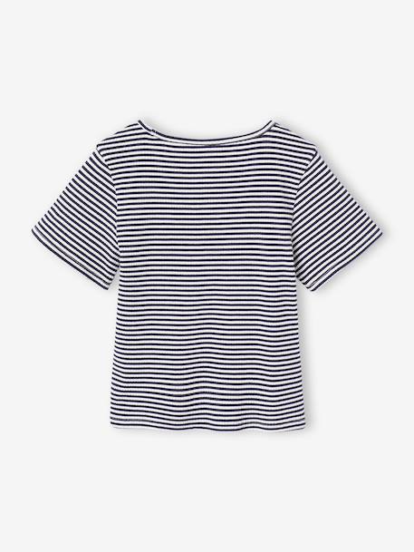 T shirt fille noeud fantaisie jaune+rayé bleu - vertbaudet enfant 
