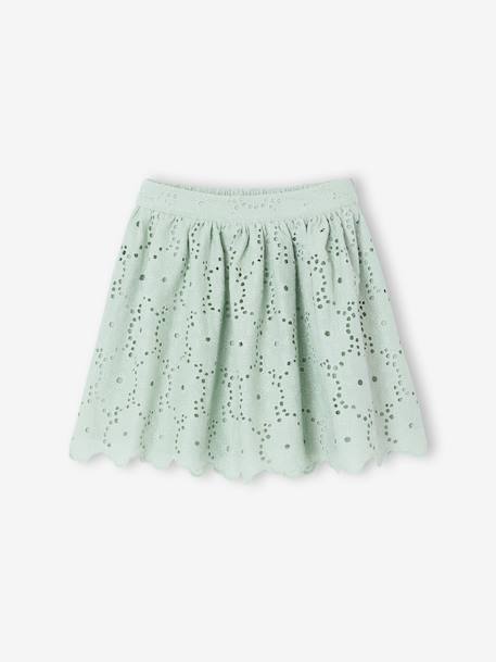 Jupe fille en broderie anglaise vert sauge - vertbaudet enfant 