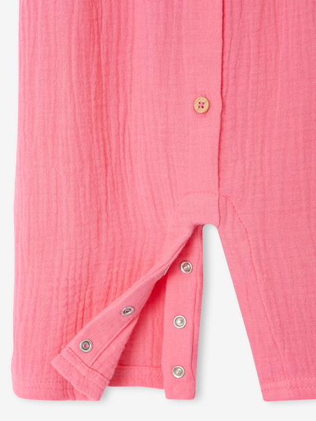 Baby girl's playsuit in cotton gauze rose - vertbaudet enfant 