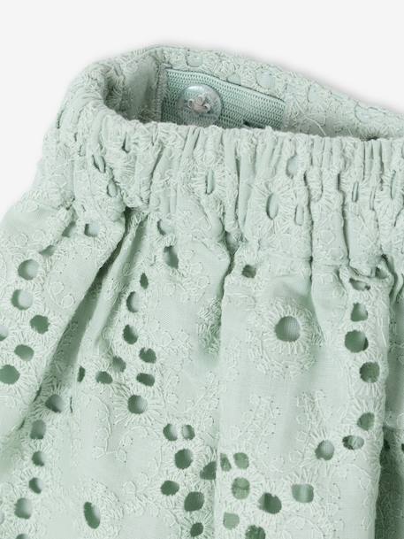 Jupe fille en broderie anglaise vert sauge - vertbaudet enfant 