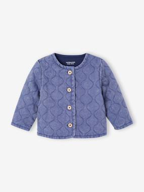 Baby-Jumpers, Cardigans & Sweaters-Cardigans-Customisable denim jacket for baby girls