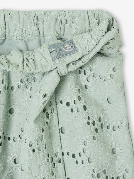 Wide-Leg Trousers in Broderie Anglaise for Girls sage green - vertbaudet enfant 
