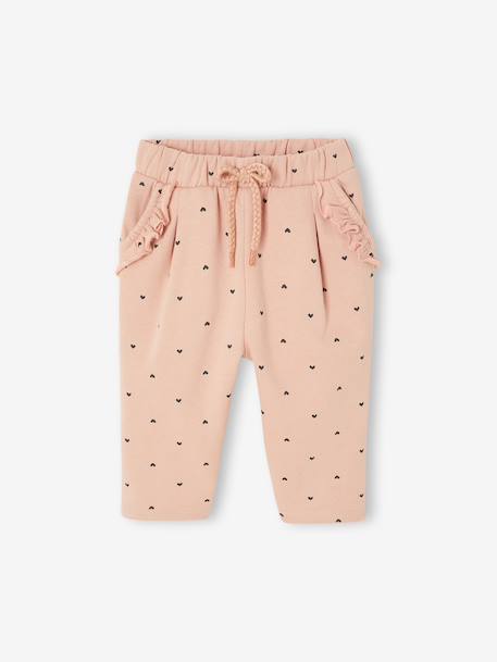 Pantalon bébé fille molleton écru+rose+vieux rose - vertbaudet enfant 