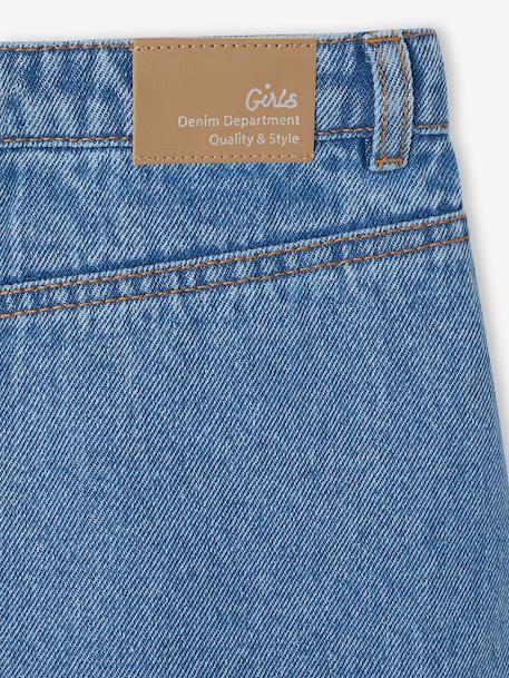 Denim Skirt with Broderie Anglaise for Girls medium blue - vertbaudet enfant 
