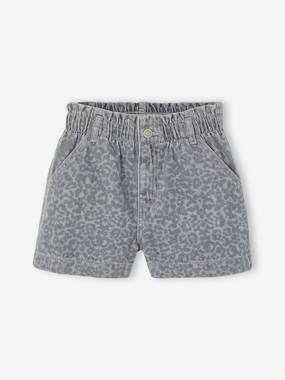 Short fille denim à motifs - vertbaudet enfant Fille-Short fille denim à motifs