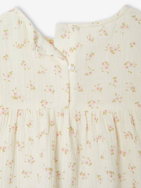 Printed Cotton Gauze T-Shirt for Girls ecru - vertbaudet enfant 