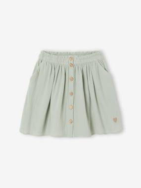 Girls-Coloured Skirt in Cotton Gauze, for Girls